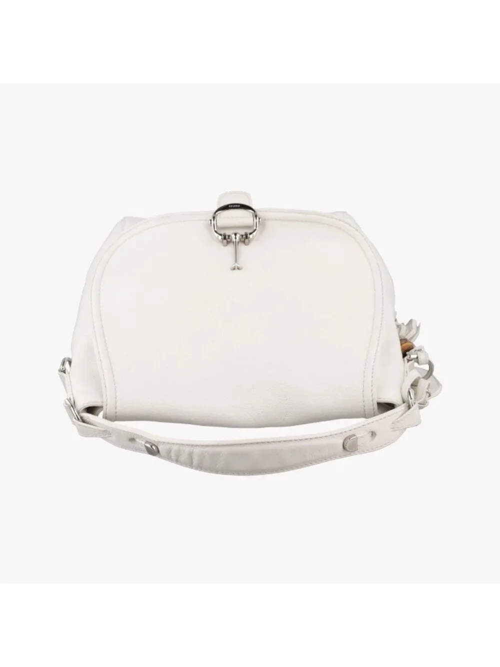 Gucci Guccissima Large Techno Horsebit Hobo White Leather